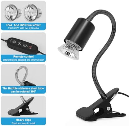 Lampa Żółwie Dwie Żarówki Timer Zacisk